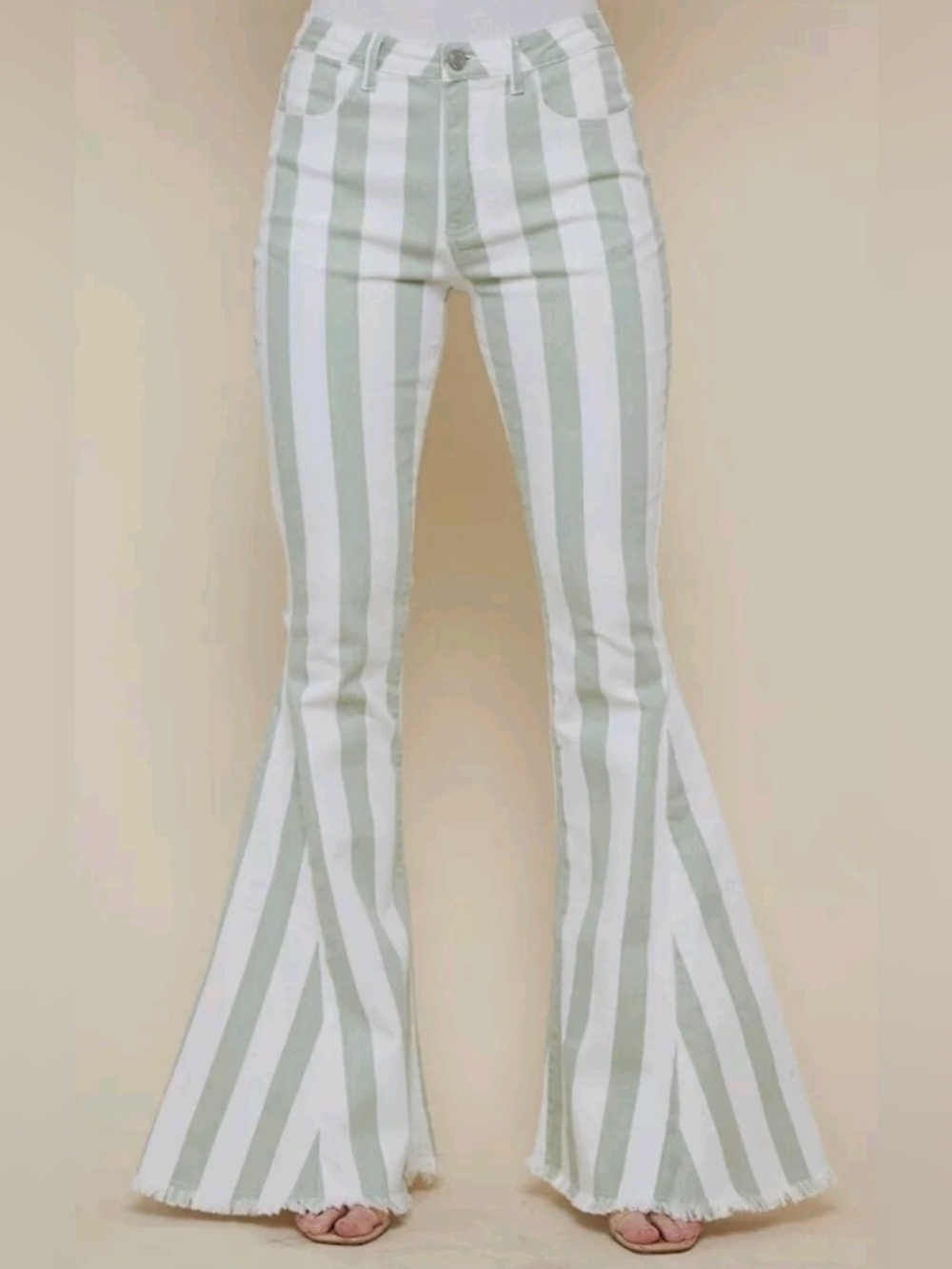 Women's Striped Flare Jeans-size small EUC